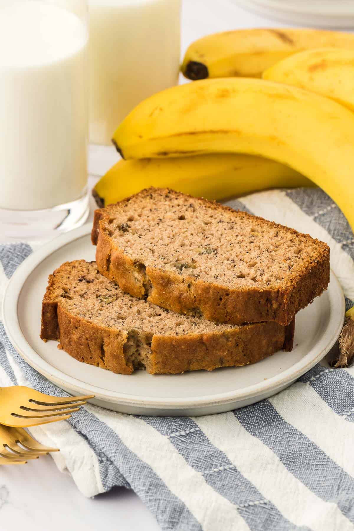 two pieces of banana bread