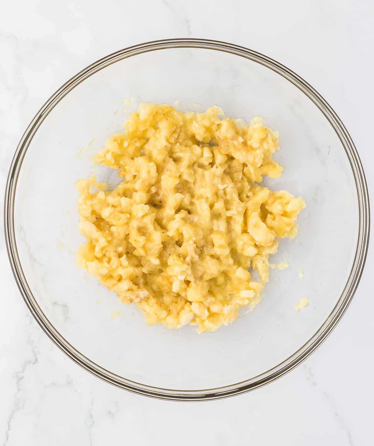 mashed bananas in a bowl