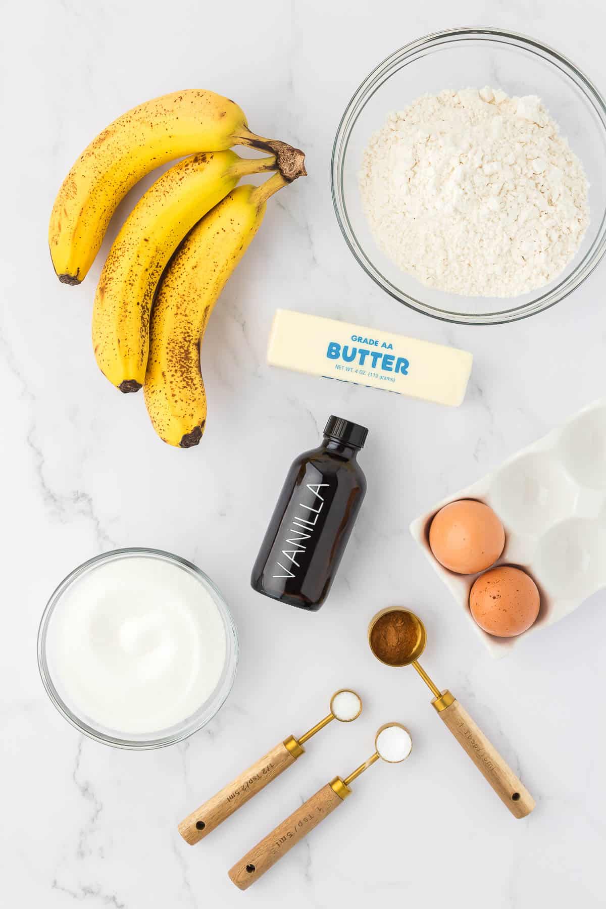 ingredients needed to make classic banana bread