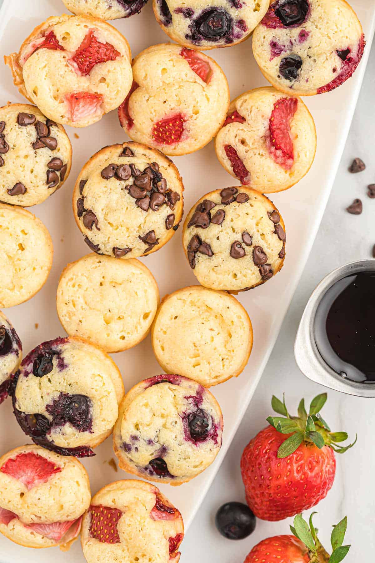 mini pancake muffins on a white platter