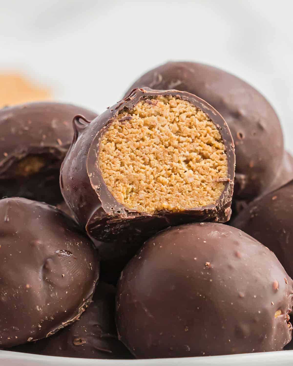 peanut butter balls with graham crackers
