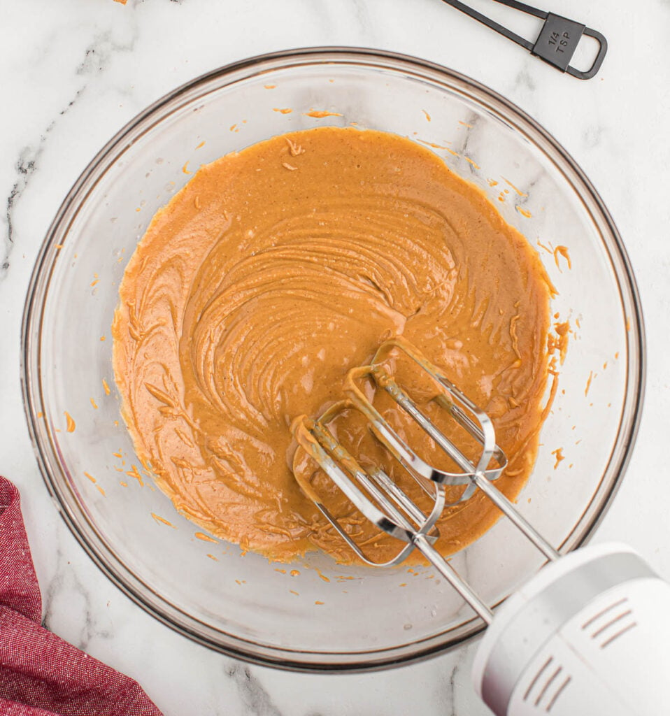 peanut butter in a mixing bowl