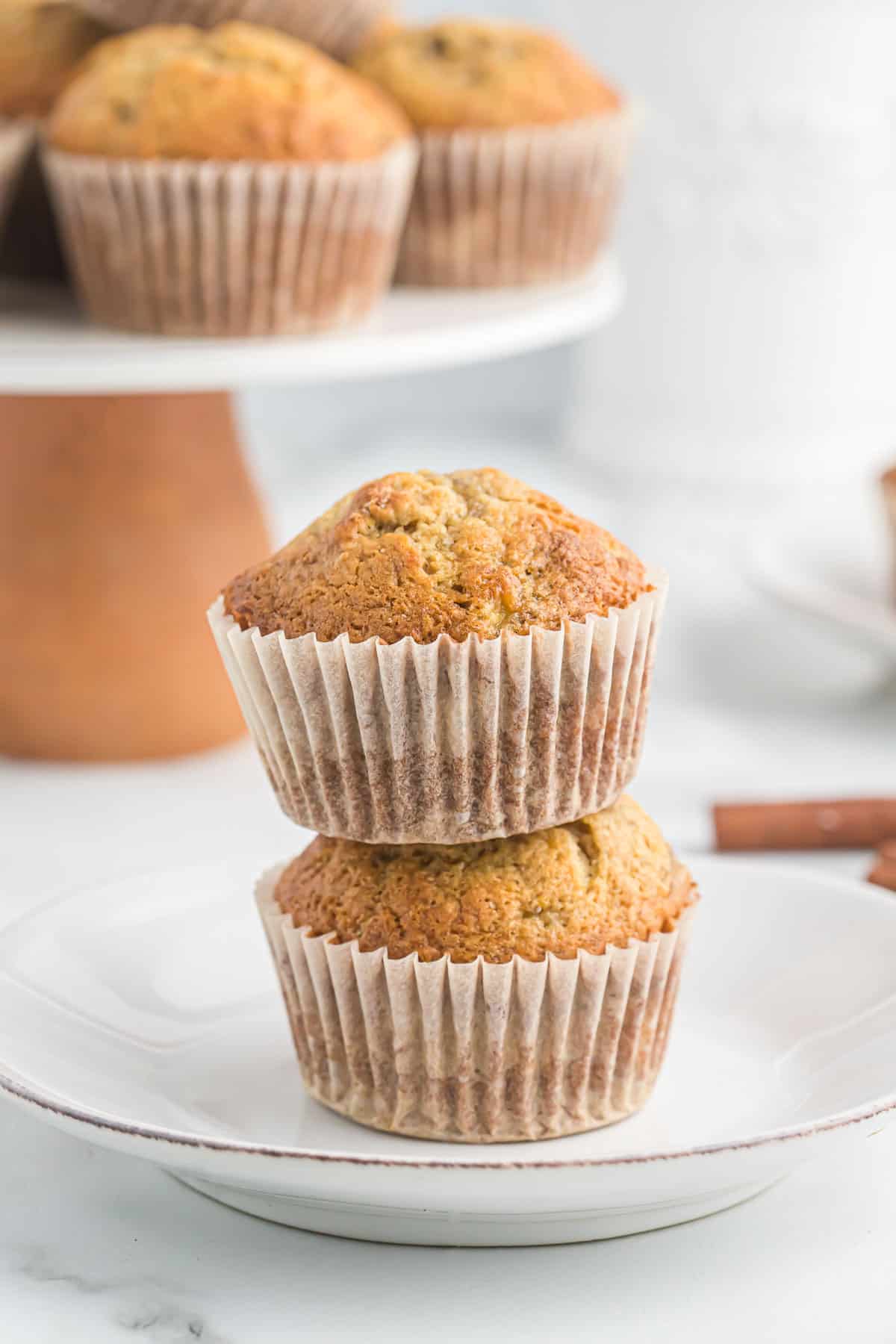 two muffins stacked