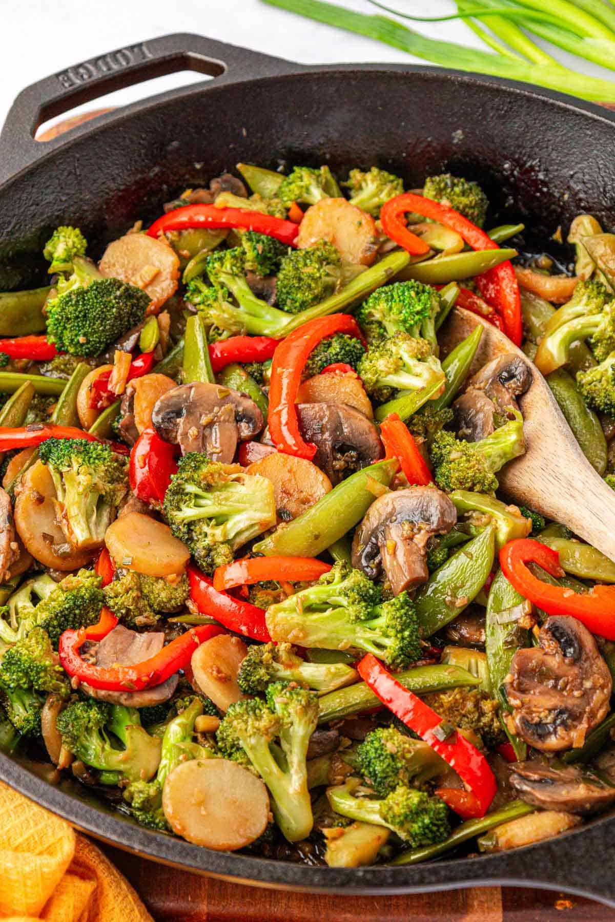 vegetable stir fry in a skillet