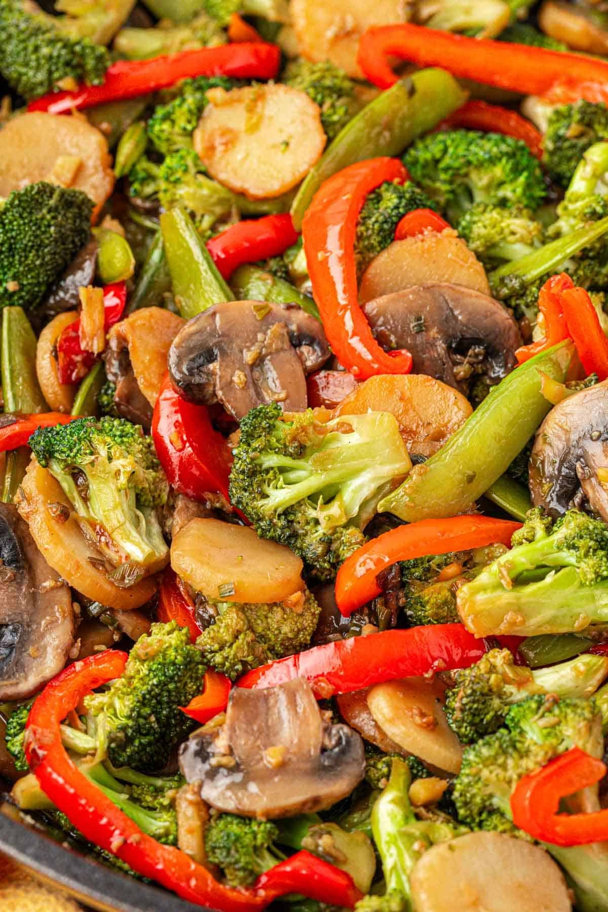 vegetable stir fry in a skillet