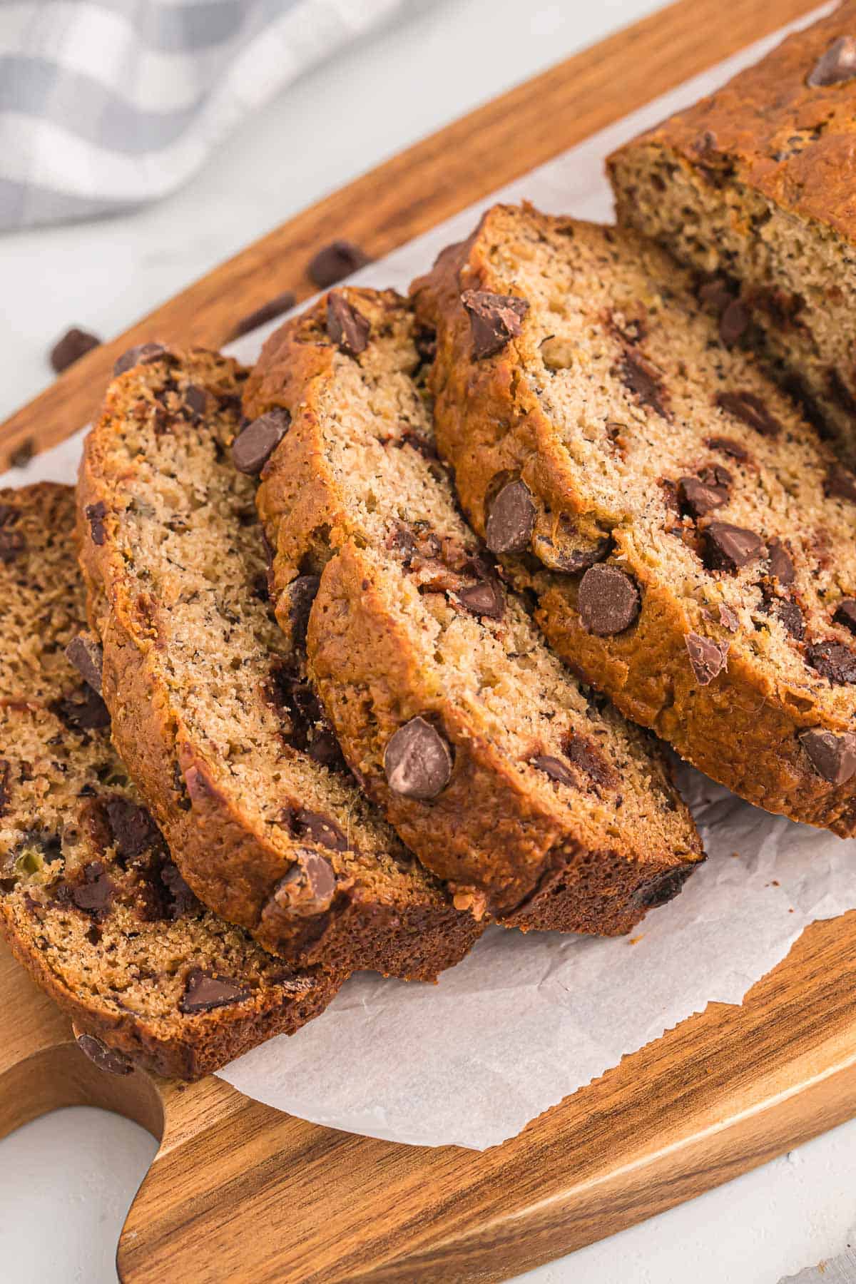 slices of chocolate chip banana bread