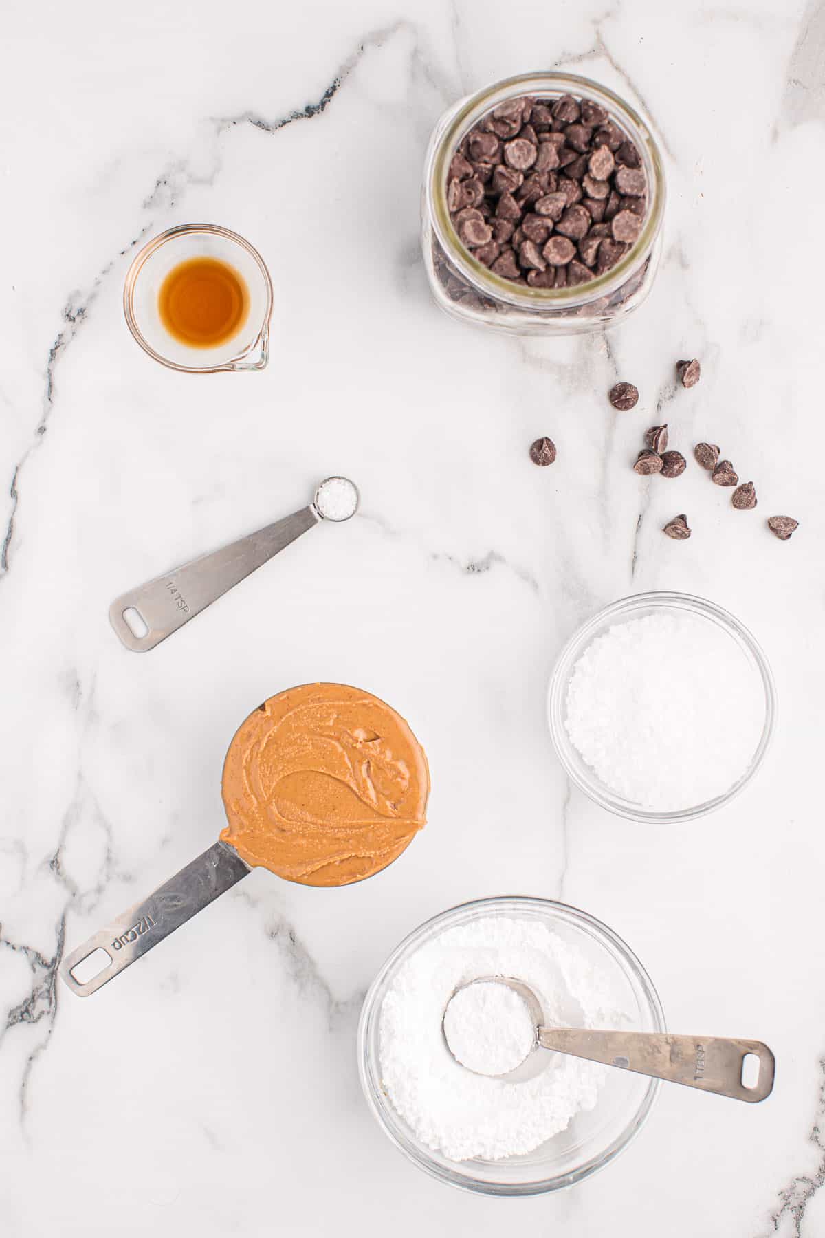 ingredients needed to make homemade peanut butter cups