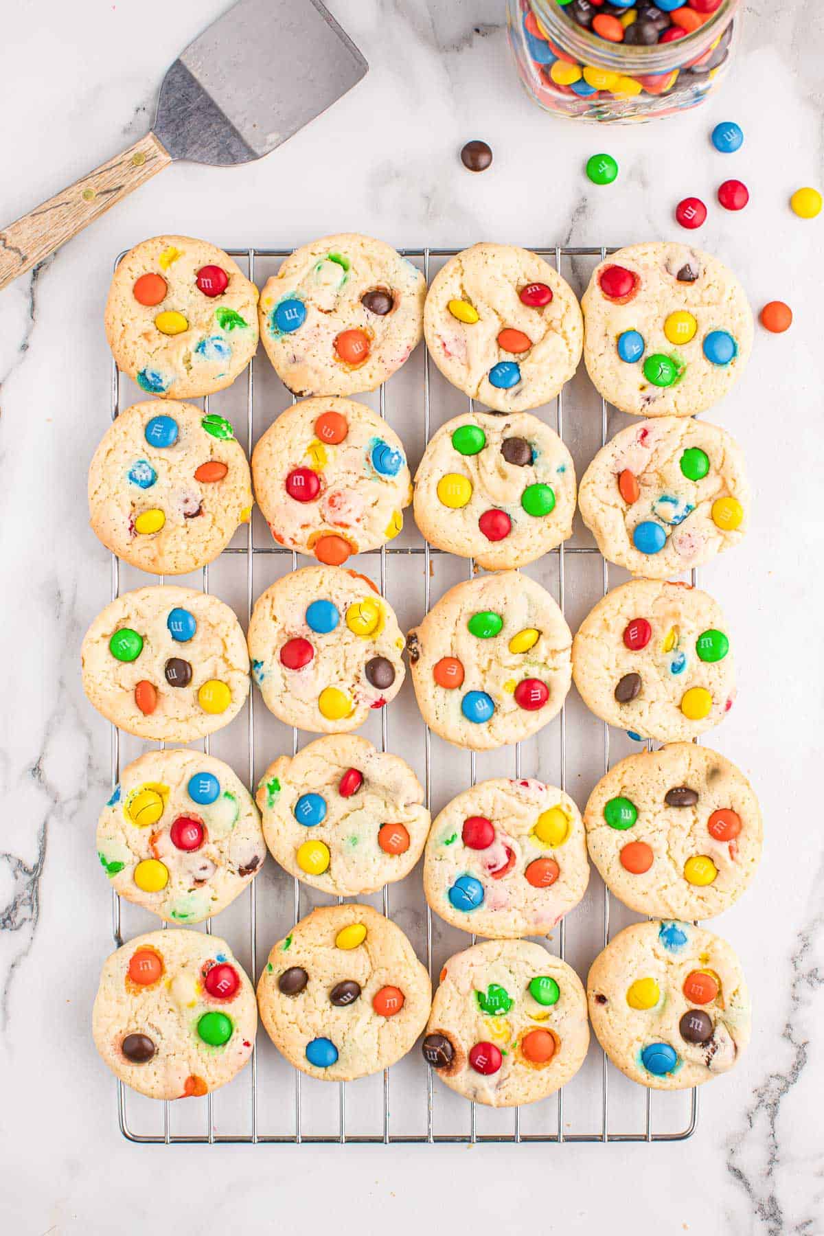 white cake mix cookies on a cooling rack