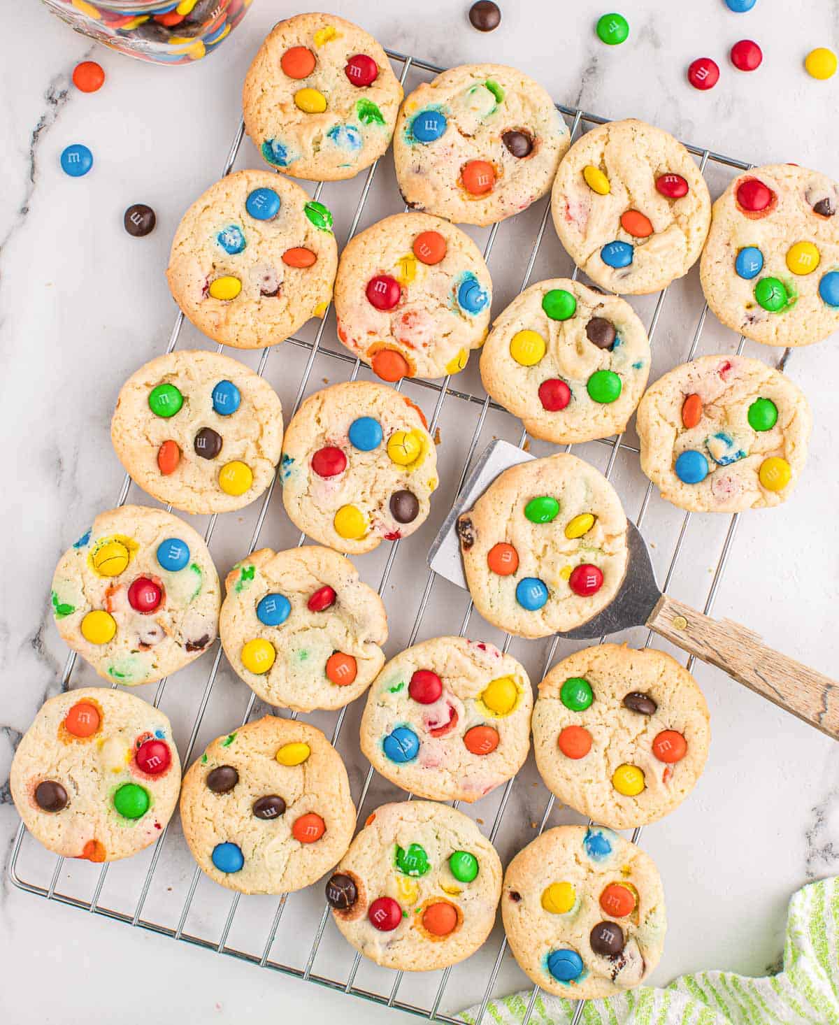 white cake mix cookies on a cooling rack