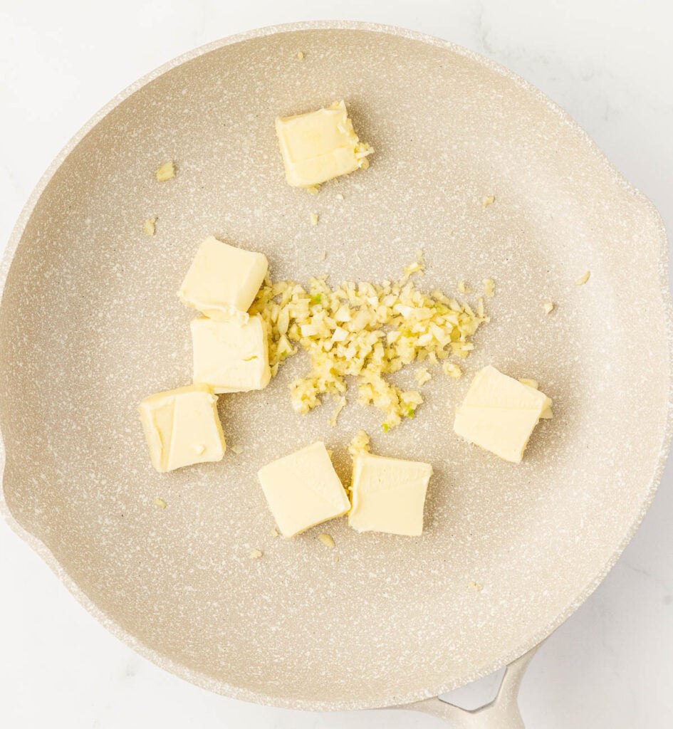 butter and garlic in a skillet