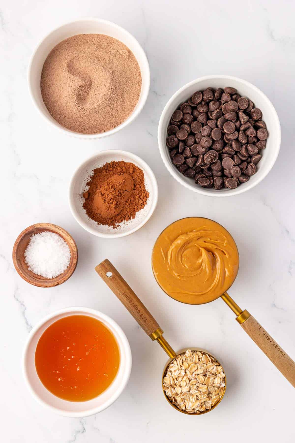 ingredients to make chocolate protein bars