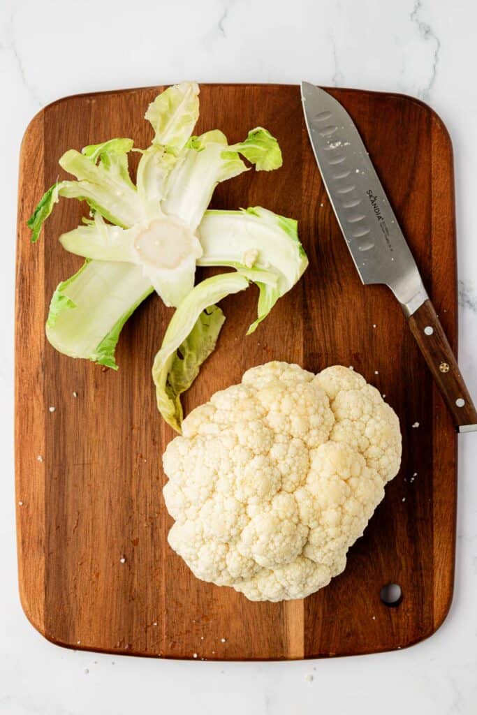 cauliflower on a cutting board