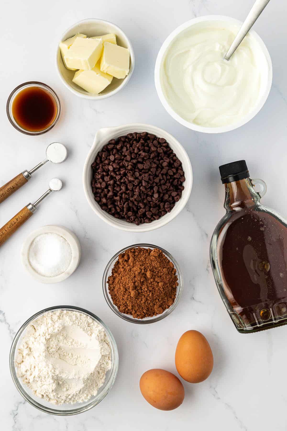 ingredients needed to make healthy chocolate muffins