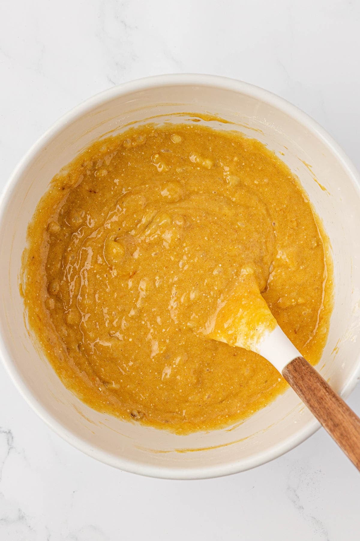 banana bread batter mixed together