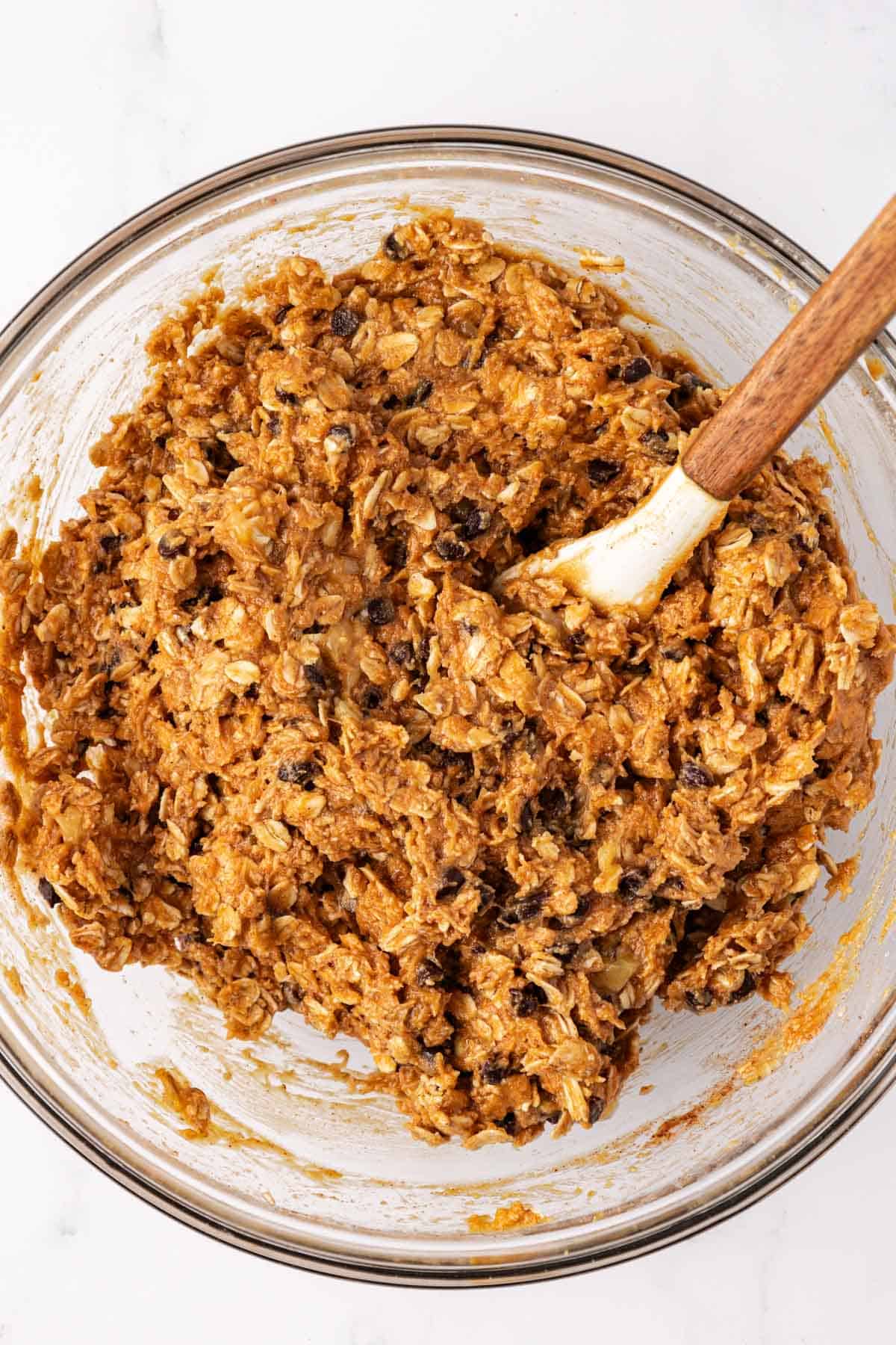 protein ball batter in a mixing bowl