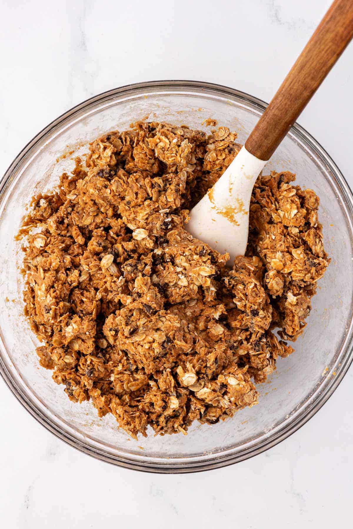 energy ball batter mixed together in a bowl