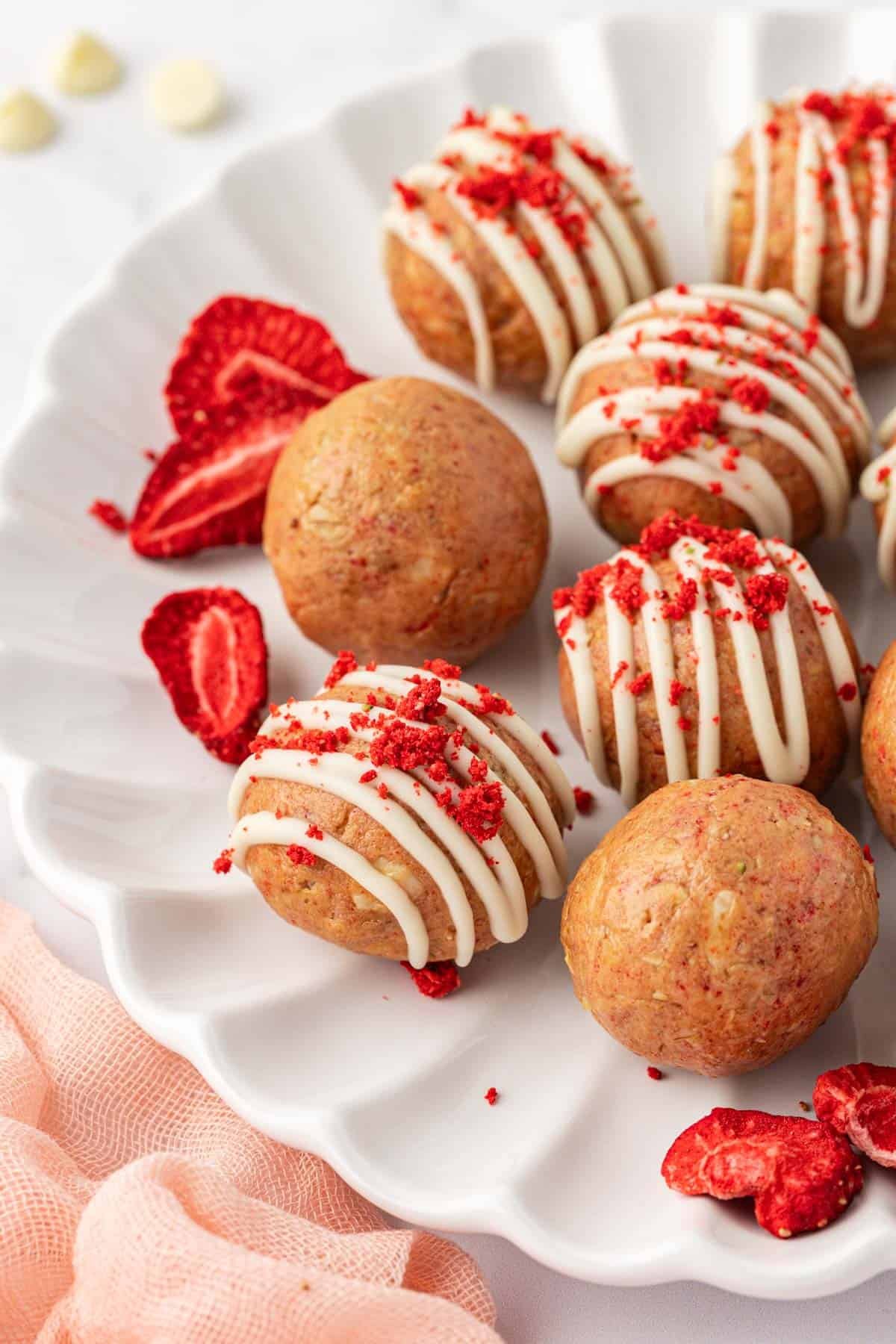 strawberries and cream energy bites