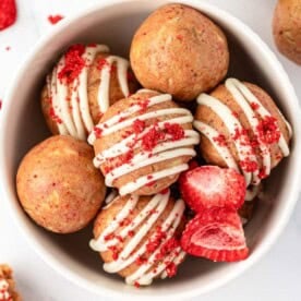 strawberries and cream energy bites