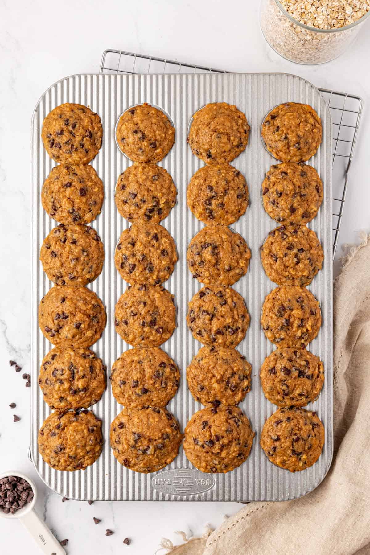 oatmeal cookie mini muffins in a mini muffin tin