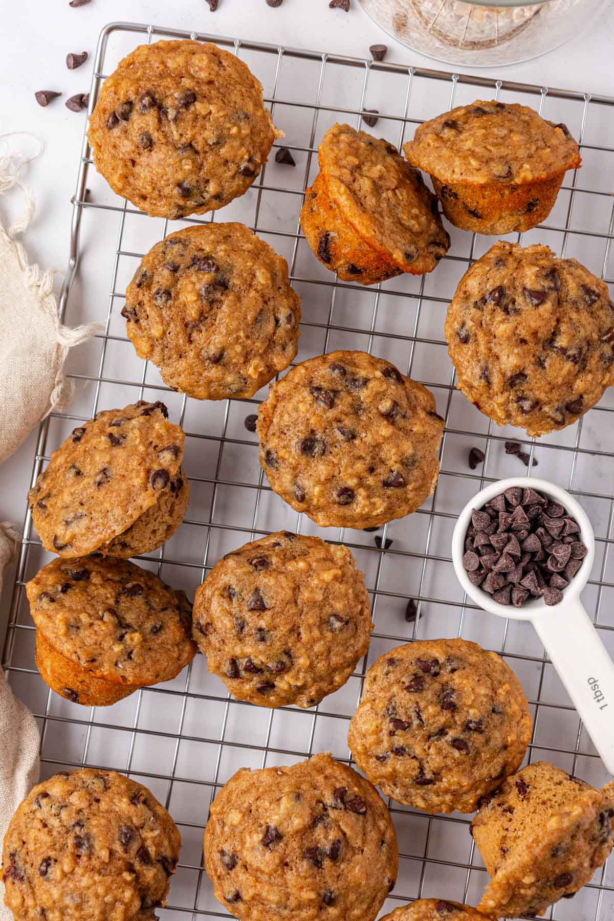 oatmeal cookie mini muffins on a cooling rack