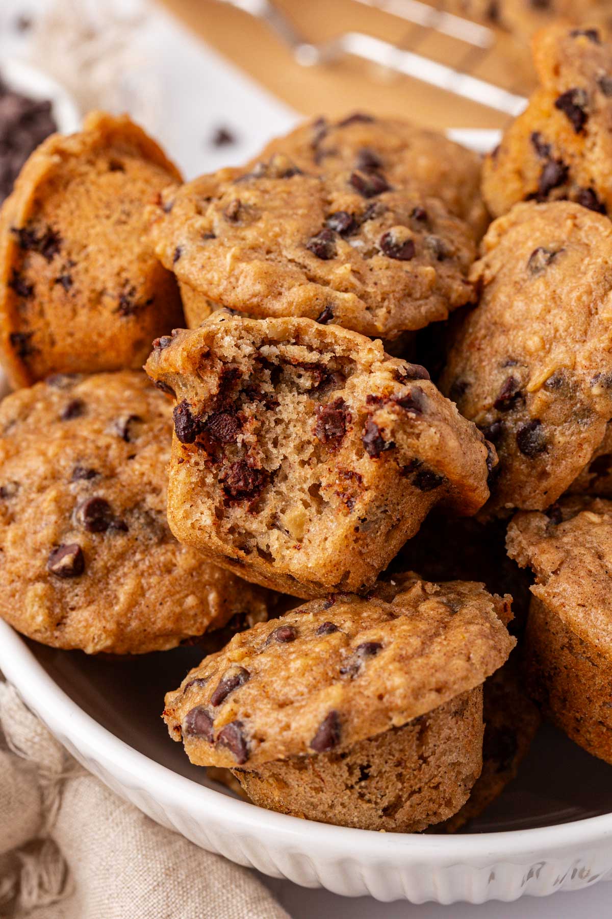 oatmeal cookie mini muffin with a bite taken out