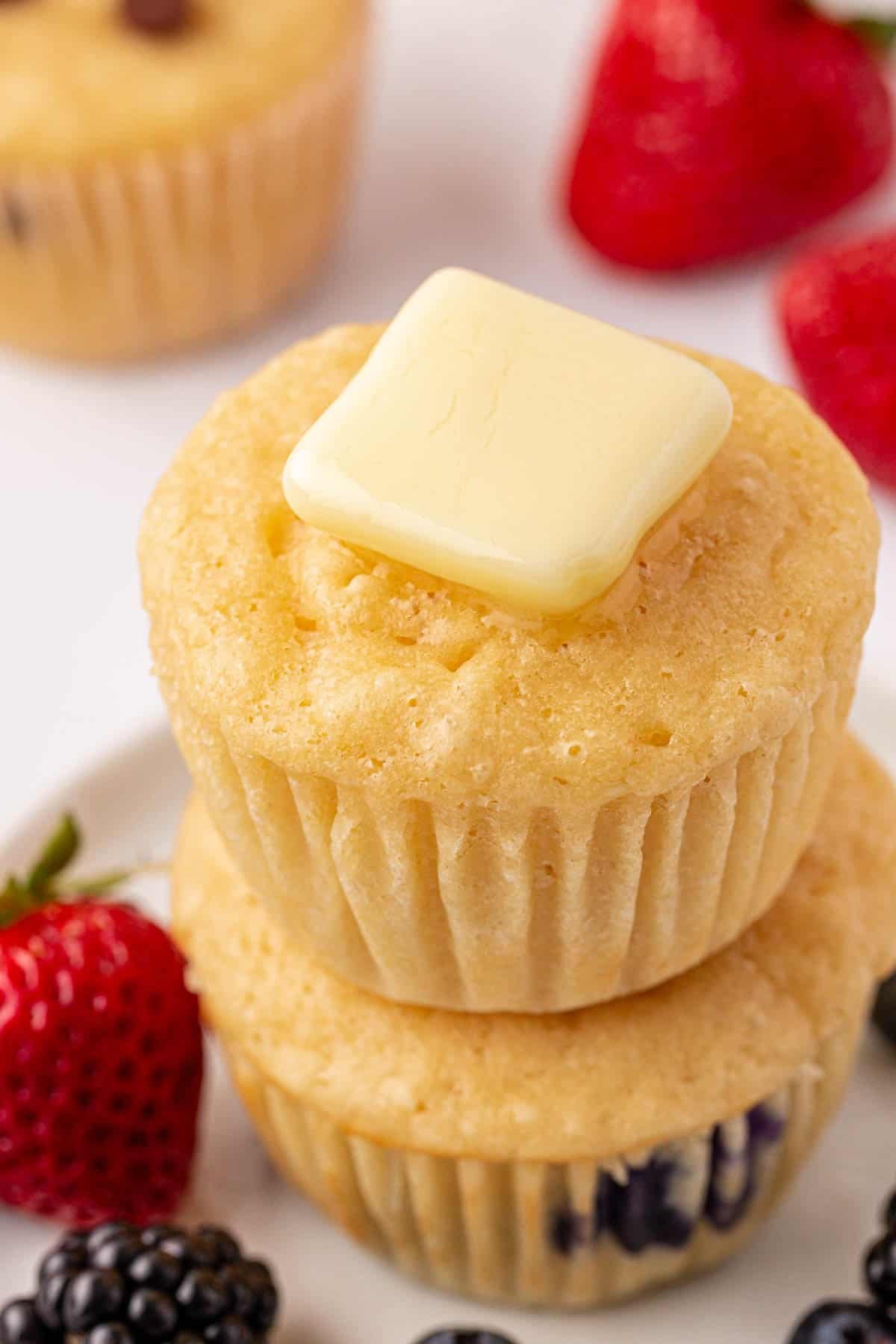 pancake muffins topped with butter