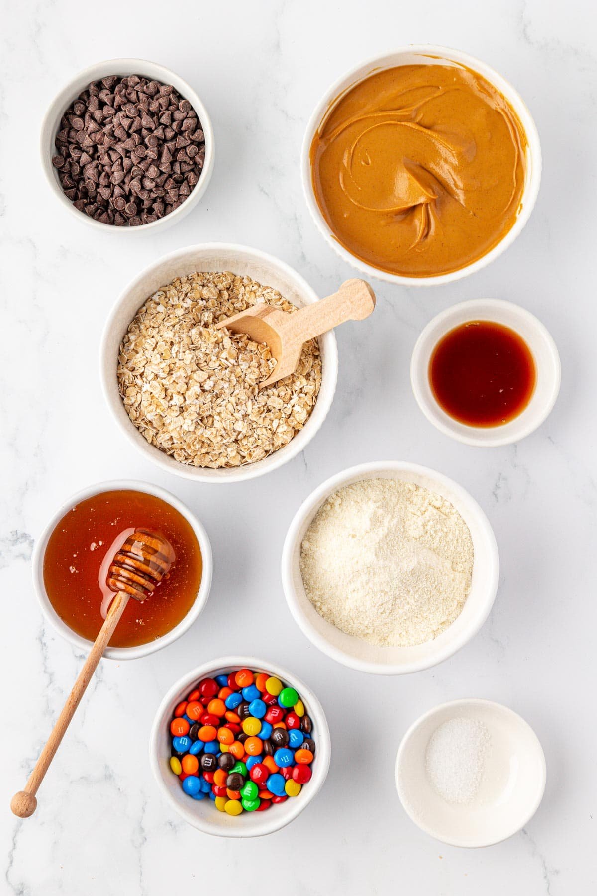 ingredients to make monster cookie protein bars