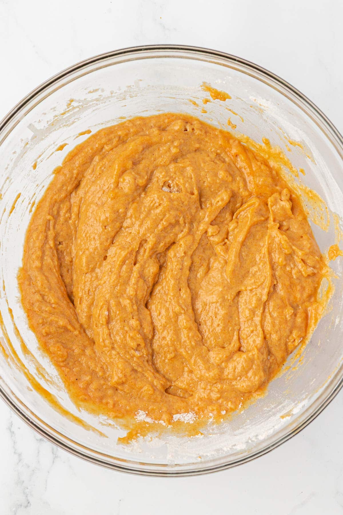 pumpkin donut mini muffin batter mixed together