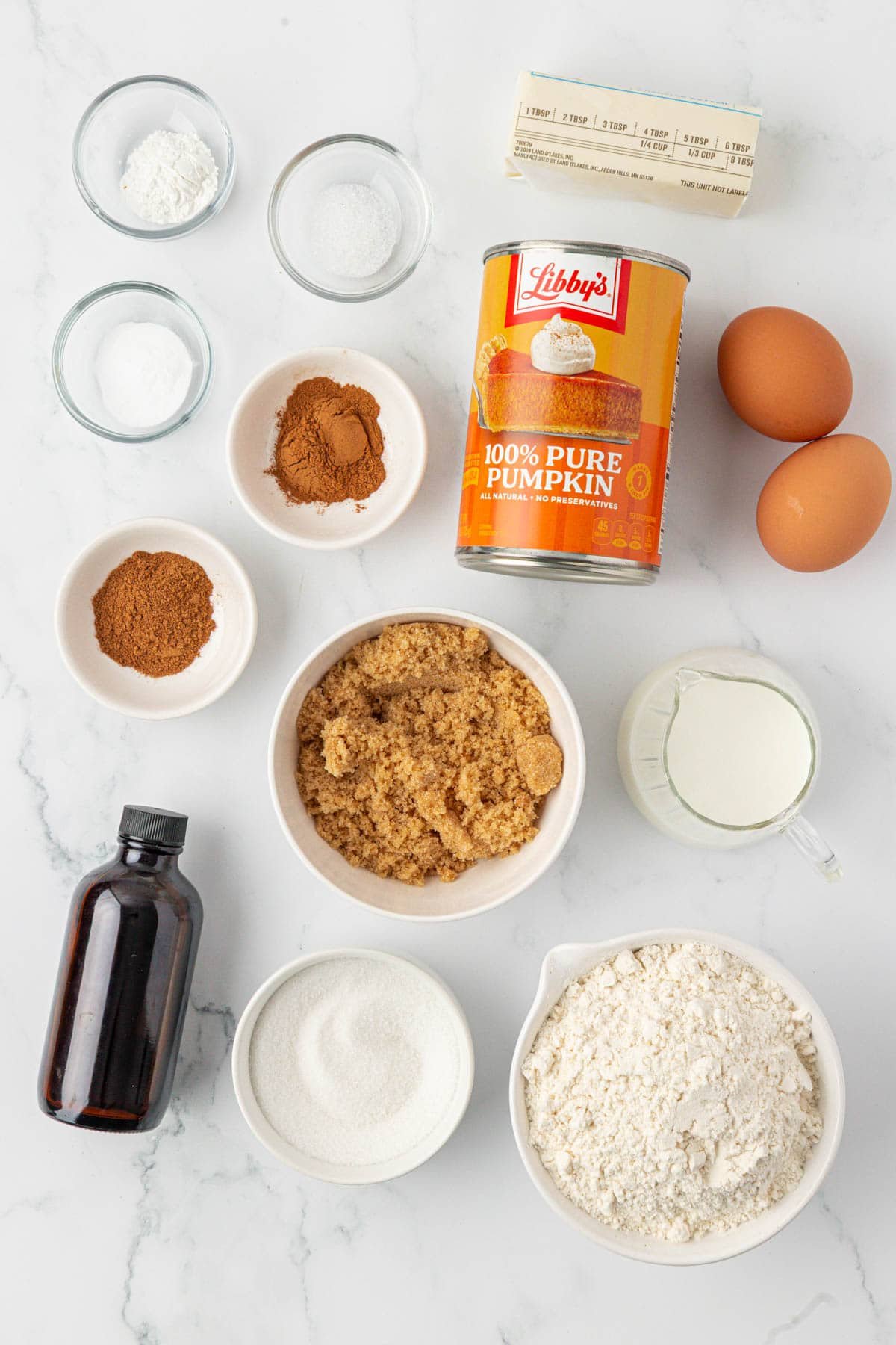 ingredients needed to make pumpkin donut mini muffins