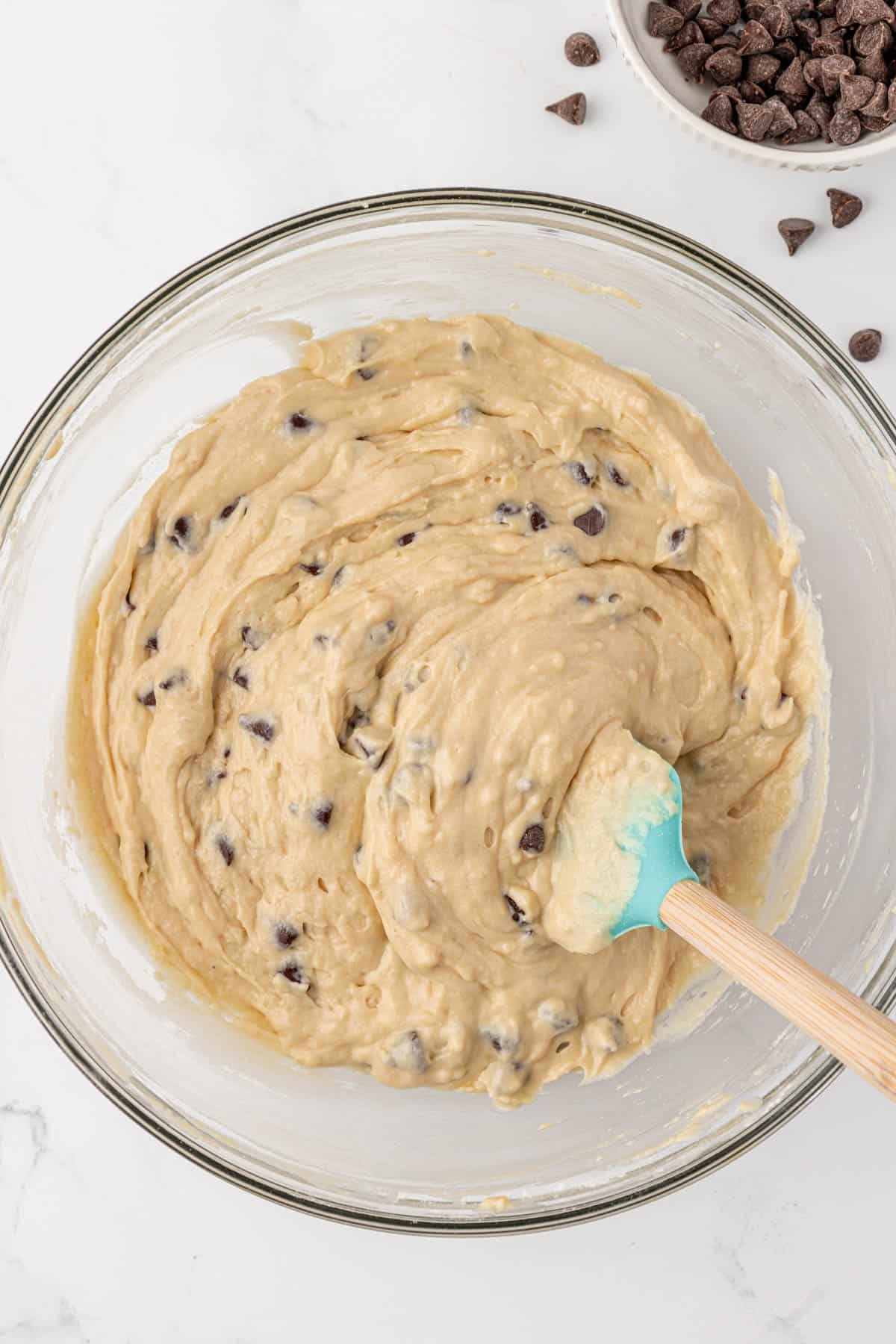 yogurt quick bread batter in a mixing bowl