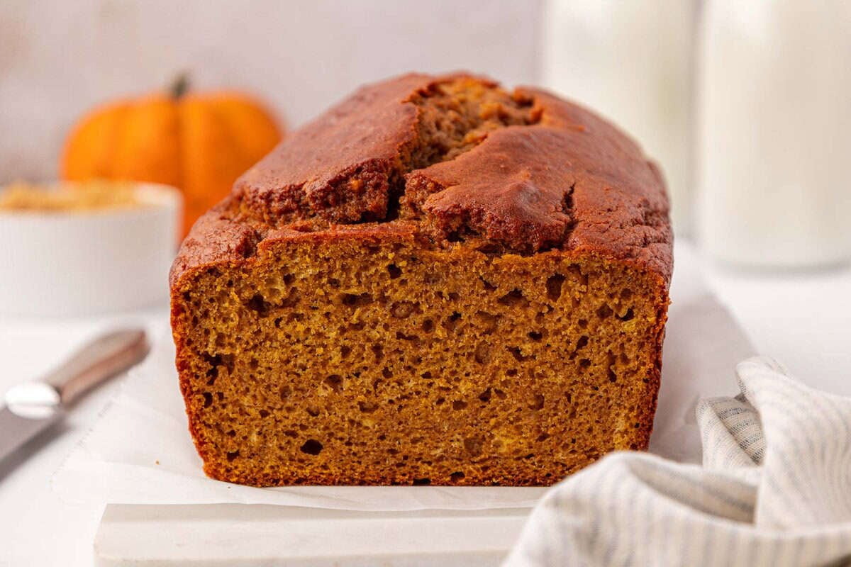 Greek yogurt pumpkin bread loaf