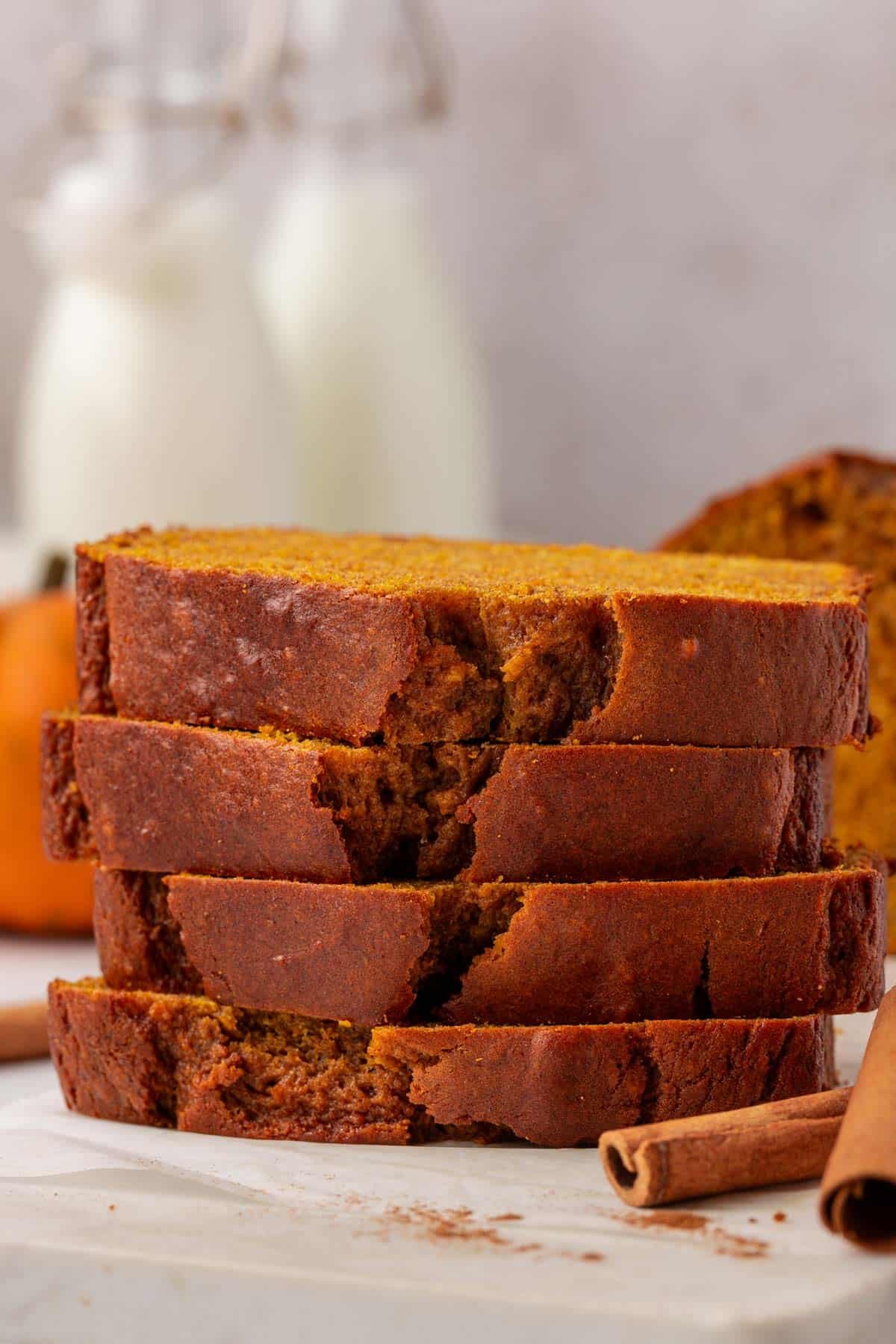 slices of pumpkin bread stacked