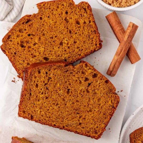 greek yogurt pumpkin bread slices