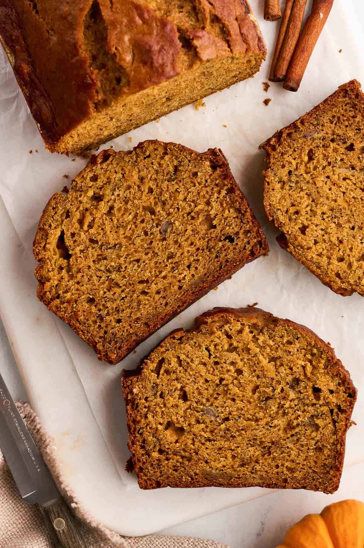 slices of pumpkin banana bread