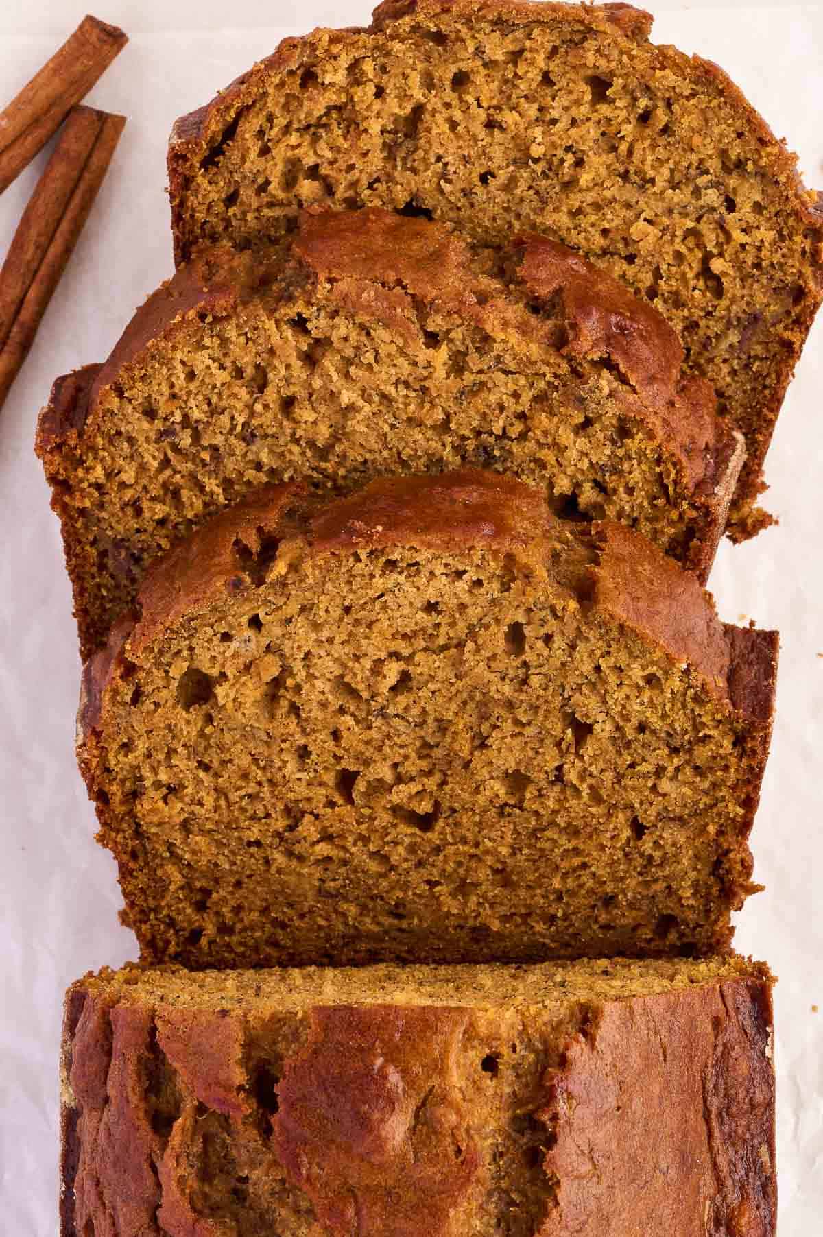 slices of pumpkin banana bread