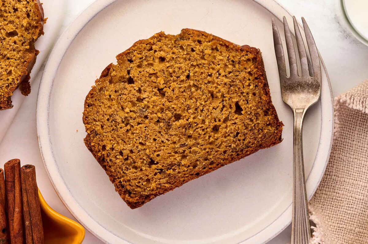 pumpkin banana bread on a plate
