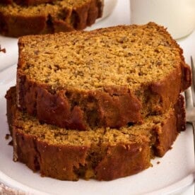 pumpkin banana bread on a plate