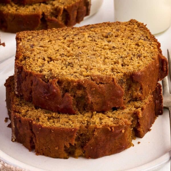 pumpkin banana bread on a plate