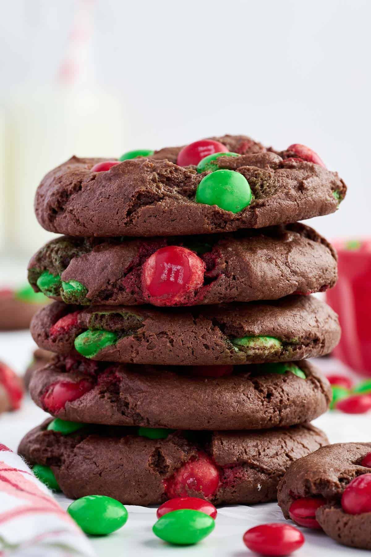 chocolate Christmas cookies stacked