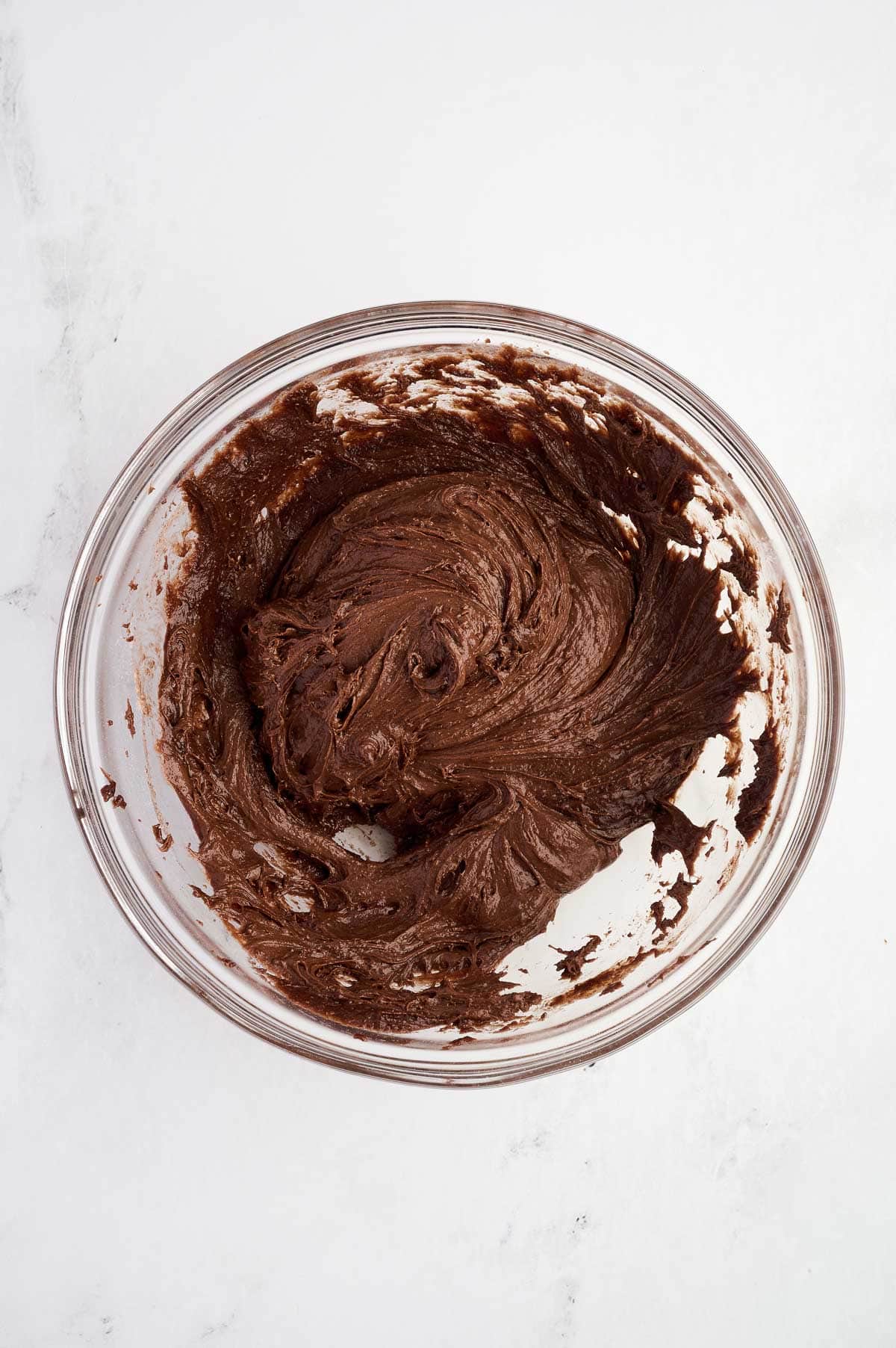 chocolate cookie batter mixed together