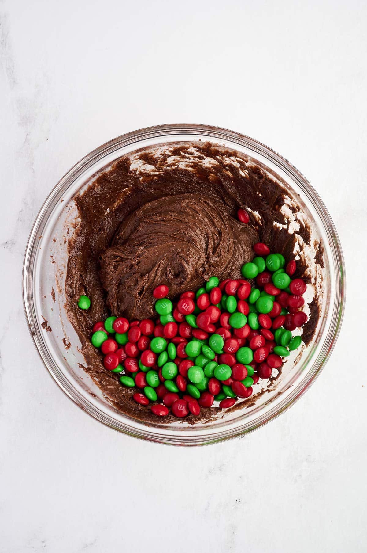 adding Christmas M&M's to the batter