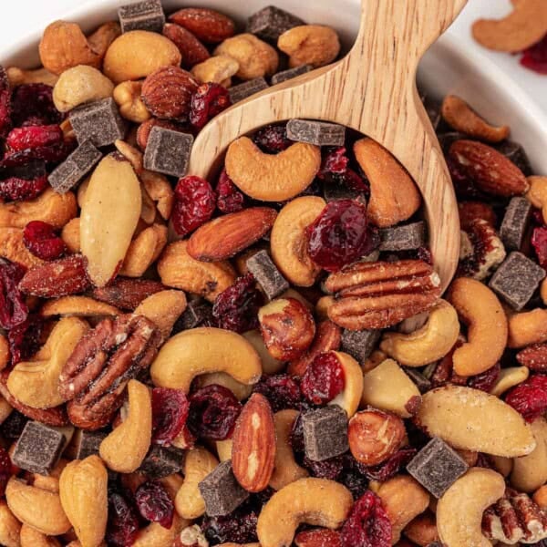 trail mix with a scoop