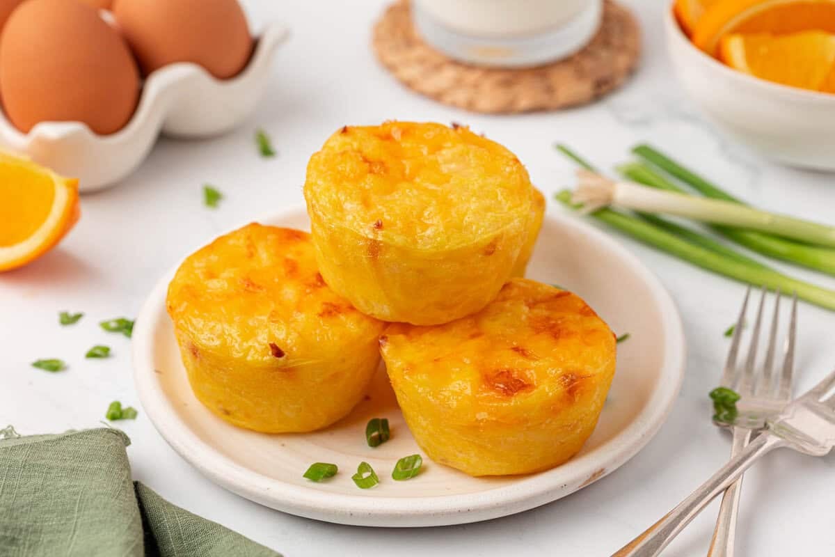 hash brown egg cups on a plate