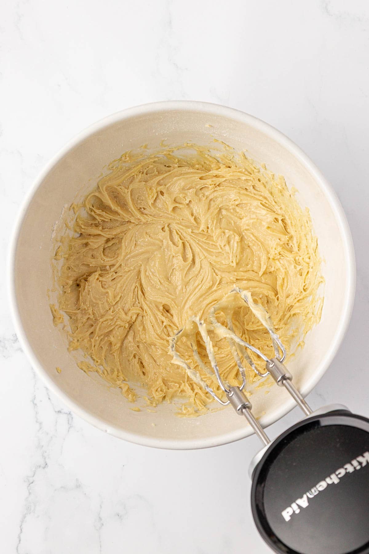 cake mix batter mixed together