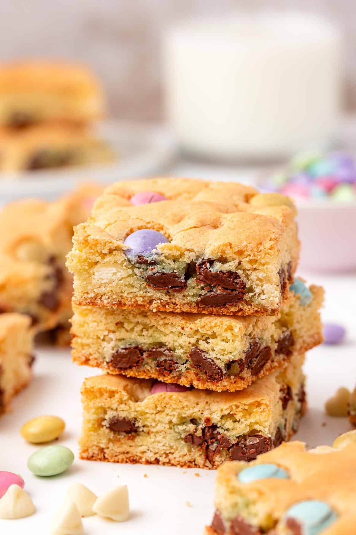 Easter cookie bars stacked