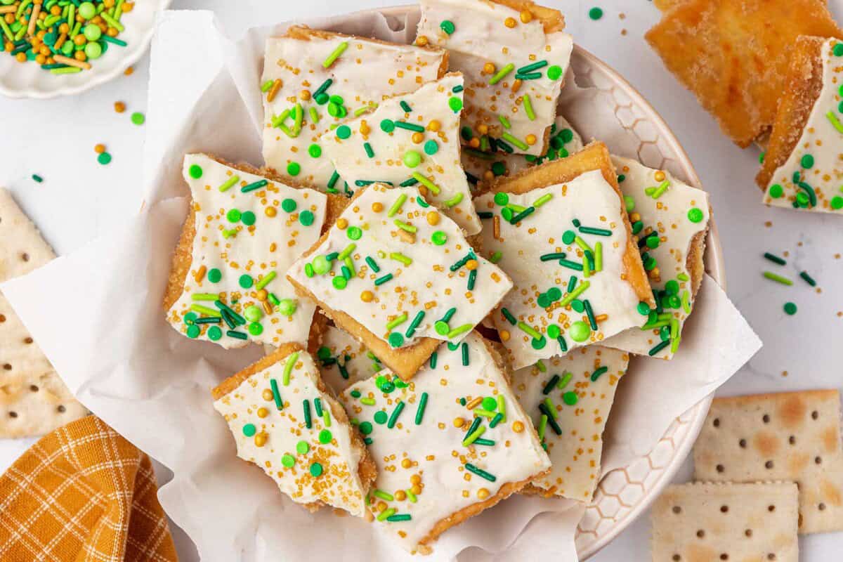 St. Patrick's Day saltine toffee