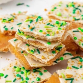 saltine toffee with white chocolate and sprinkles