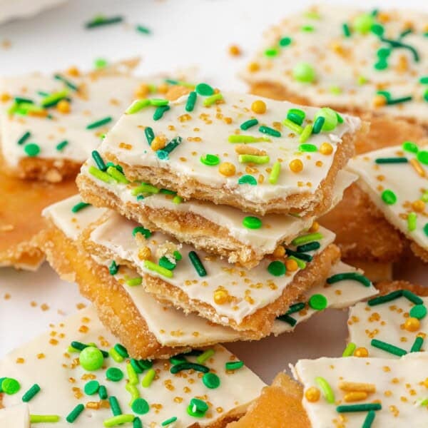 saltine toffee with white chocolate and sprinkles