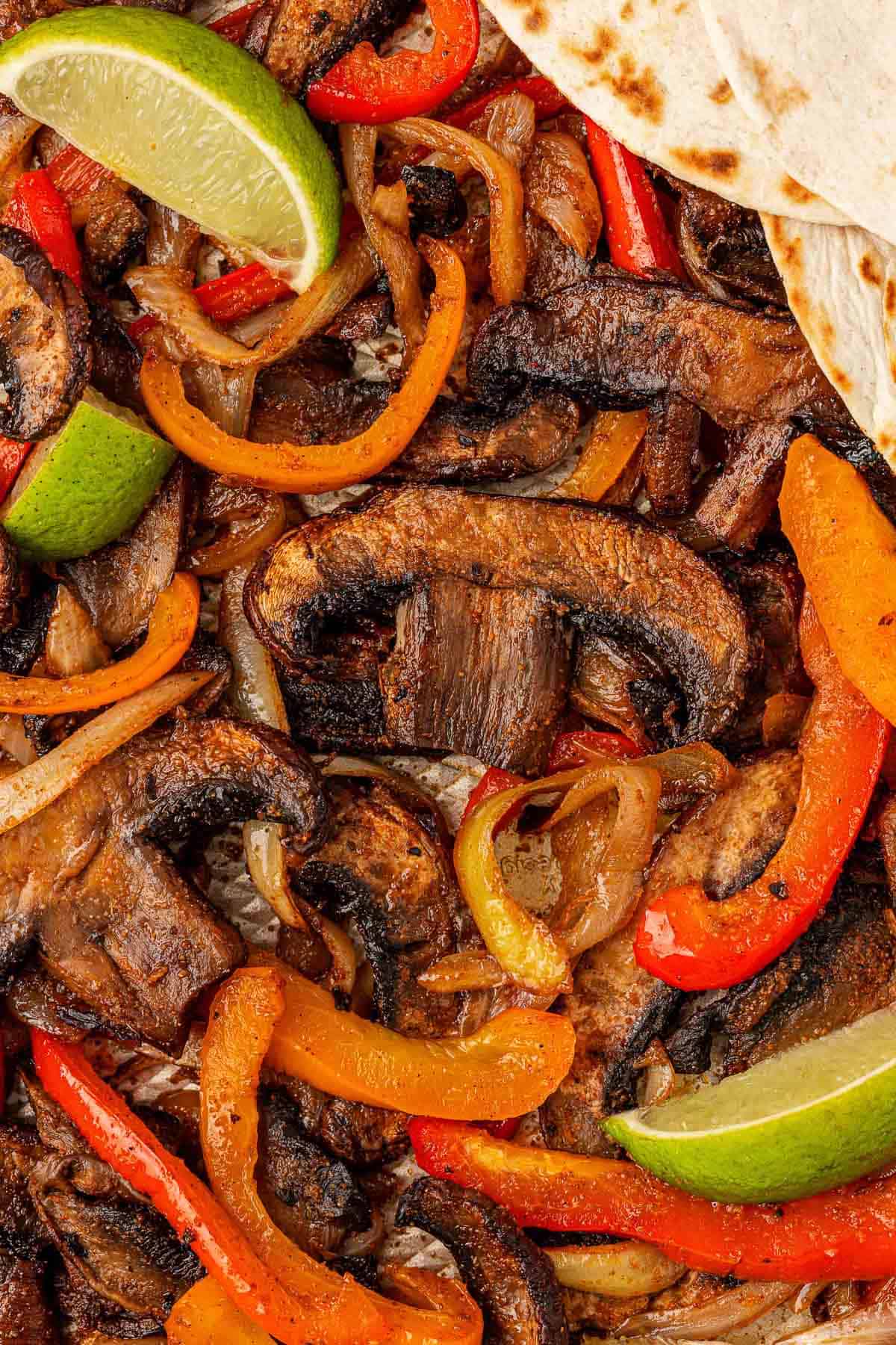 roasted portobello mushrooms, bell peppers, and onions