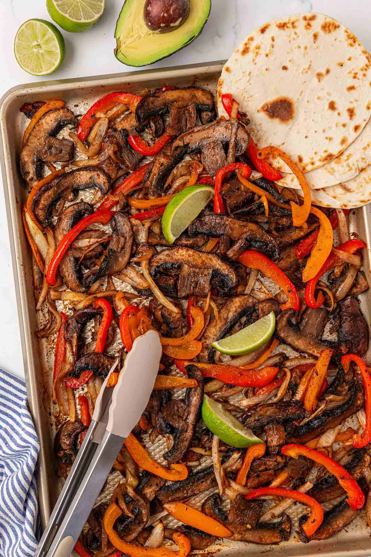 oasted portobello mushrooms, bell peppers, and onions